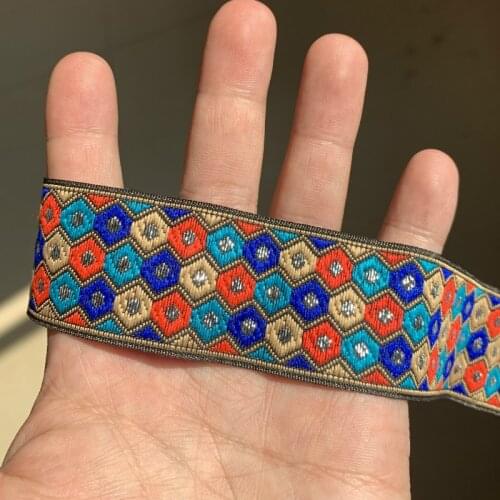 ZERZEEMOOY NEW 1.375 inch 34mm 10yard/set Polyester Silver Geometry Module Woven Jacquard Ribbon Lace MZZD191200401