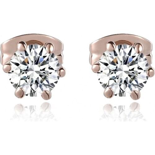 DANS ELEMENT Brand austrian Crystals Zirconia Rose Gold Color Fashion Stud Earrings for Women Copper Anti Allergies #RG80993