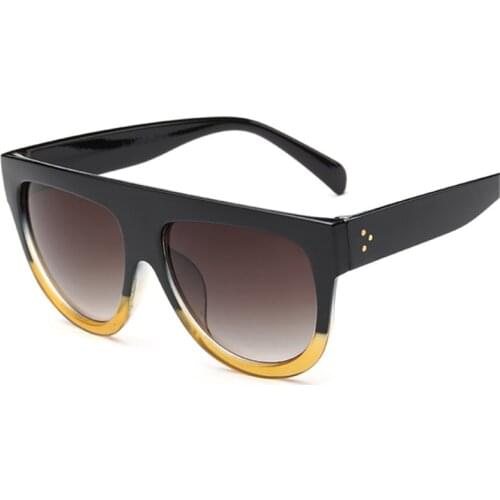 Flat Top Oversized Women Sunglasses Retro Shield Shape Luxury Brand Design Big Frame Rivet Shades Men Sun Glasses UV400 Eyewear