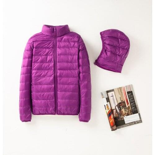 Lightweight down Jacket Womens Large Size Short down coats Hat Detachable Thin Down Coat Winter abrigos mujer invierno 2020 574