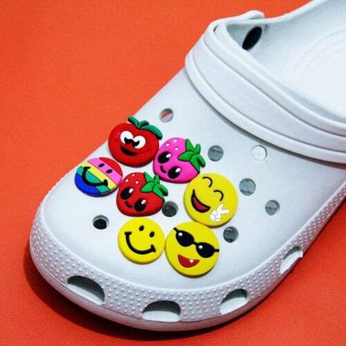 Single Sale 1pc Fruits&Flowers PVC Shoe Charms,Shoe Buckles Accessories Fit Bands Bracelets Croc JIBZ,Kids Party X-mas Gifts