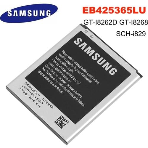 100% Original Replacement Battery EB425365LU For Samsung Galaxy Core GT-I8262D GT-I8268 SCH-i829 Galaxy Style Duos 1700mAh