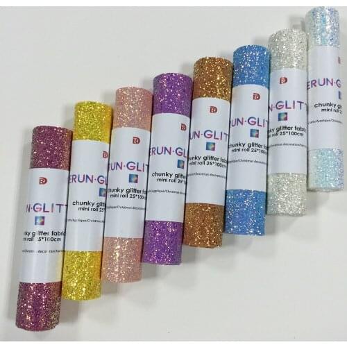 25*100cm Grade 3 Chunky Glitter Vinyl Fabric Roll For Wallpaper,Table Runner,Hair Bow DIY Decoration Crafts 1piece