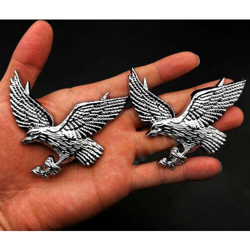 2pcs 3D Chrome Metal Eagle Hawk Logo Car Trunk Rear Emblem Badge Decal Sticker