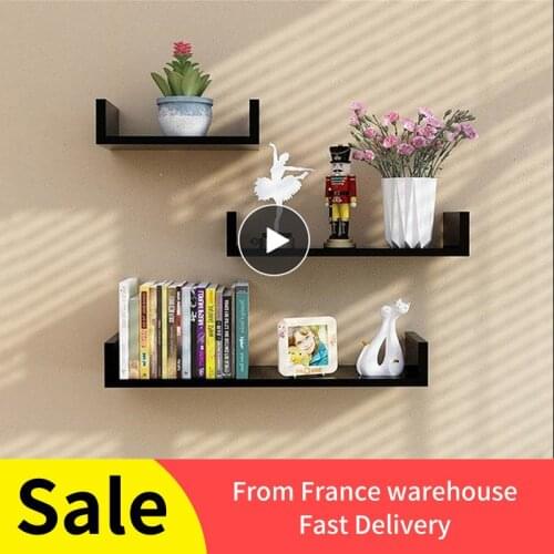 3pcs Hanging Decorative Shelf Black U-shaped Book Organizer Multifunctional Decorative Frame Bookcase Home Bedroom Decor HWC