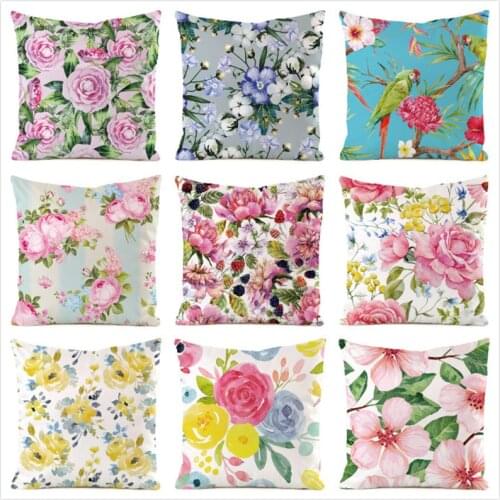 45cm*45cm *Flower* Inimitated Silk Fabric Throw Pillow Covers Couch Cushion Cover Home Decorative Pillows Pillow Case