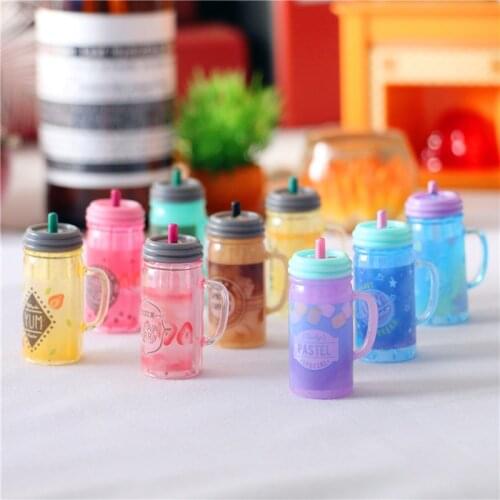 6PCS 1/6 Scale Dollhouse Miniature Sparkling Juice Drink Cup Pretend Play Food for Blyth Barbies Doll House Kitchen Accessories