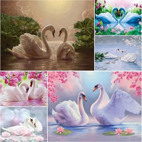 5D DIY Diamond Painting Animal Swan Rhinestone Art Picture Full Square/Round Diamond Embroidery Rhinestone Mosaic Decoration Kit