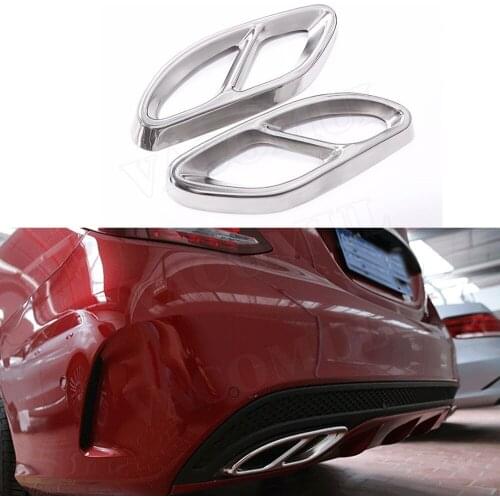 Automobiles Exhaust Tail Throat Decor Trim Frame For Benz E-class W213 W205 GLC C A Class A180 A200 W176 15-17 Four Outlet