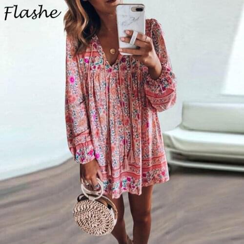 BISHAN Long Sleeve Summer Dresses