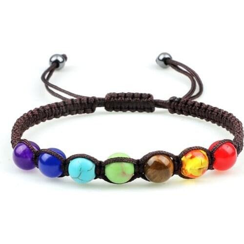7 Chakras Bracelet Natural Stone Healing Beads Tibetan Yoga Handmade Braided Jewelry Adjustable For Man /Woman Bracelets&Bangles