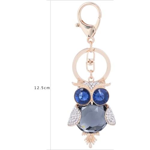 Crystal Key Chain Owl Keychain Car Key Rings Exquisite Design Animal Series Big Eye Owl Alloy Diamond Metal Keychain For Women
