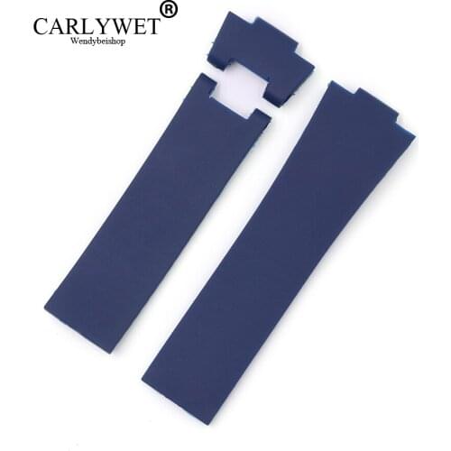 CARLYWET 25*12mm Blue Waterproof Silicone Rubber Replacement Wrist Watch Band Strap Belt