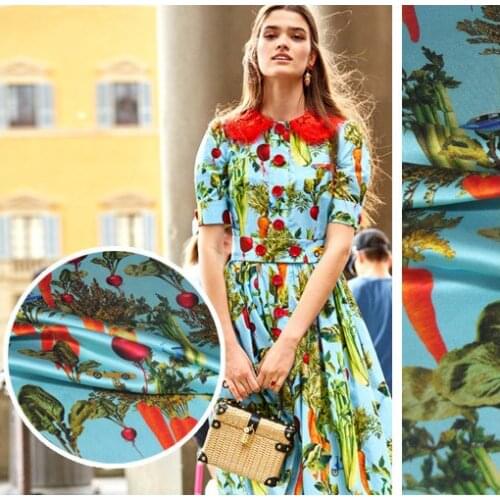 Vegetable digital stretch silk satin fabric soft shirt dress silk stretch fabric satin catwalk natural silk fabric cloth