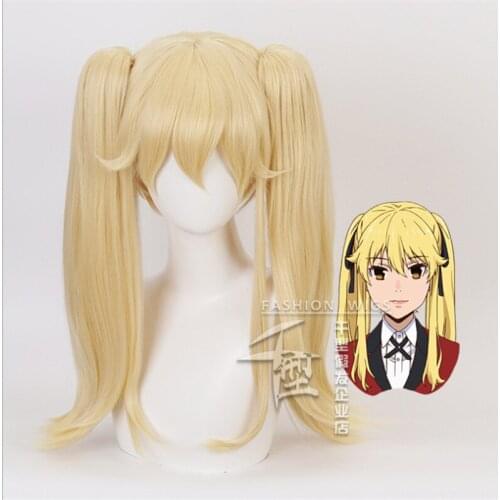Cos Gift Anime KAKEGURUI Meari Saotom Long Wig Cosplay Wig Role Play Golden Color 50cm