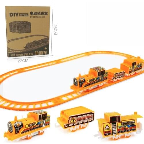 Electric Small Train Toy Track Car Set Slot Cars Connected Assembled Plastic Railway Track Trains DIY Toys for Children Gift