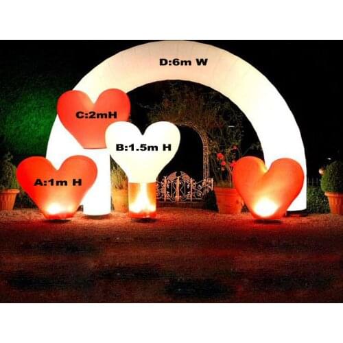 Giant ground inflatable lighting decoration,inflatable LED heart for event or promotion on sale