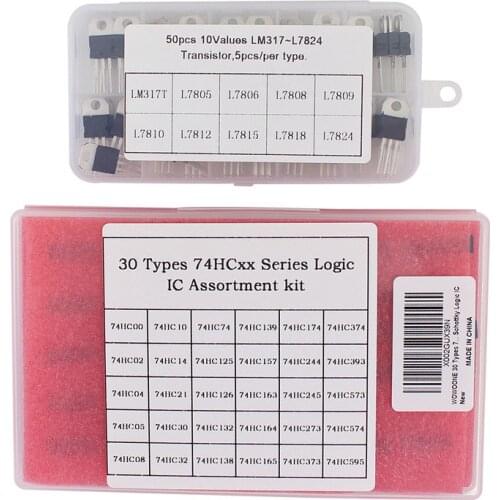 Logic IC 74HC00 74HC595 Integrated Circuit DIP chip,L7805CV Voltage Regulator Transistor TO220 DIY Electronic assortment kit