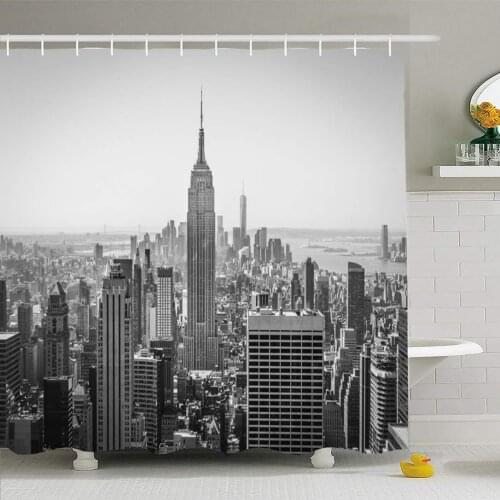 Shower Curtain Set with Hooks 60x72 Vertical World New York USA Trade 4 September 2014 State Landmarks Parks Lower with Summer