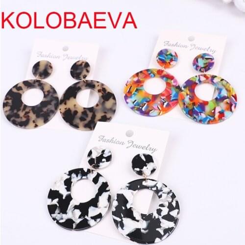 Round earrings women statement jewelry fashion bohemian acrylic drop vintage earrings punk 2020 wholesale korean earrings cc
