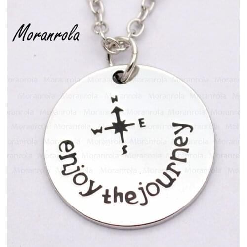 New arried "Enjoy The Journey "Jewelry copper Necklace & Keychain Inspiration Jewelry Compass charm Graduation Gift