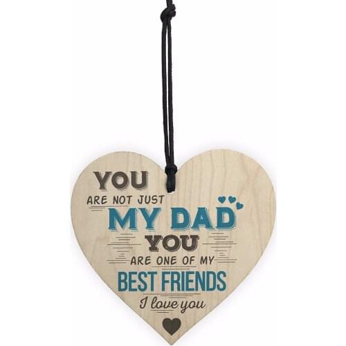 Meijiafei Dad Best Friend Fathers Day Wooden Hanging Heart Wall Sign Plaque Sign For Dad Daddy Birthday