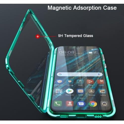 Metal Magnetic Adsorption Case For Huawei Nova 5 Pro Case Tempered Glass The Front Back Cover For Huawei Nova 5i Cases Bumper