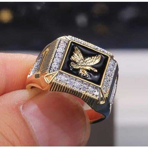 Fashion Punk Hip Hop Atmosphere Eagle Peripheral Zircon Ring For Men Domineering Personality All-Match Jewelry Gift Wholesale