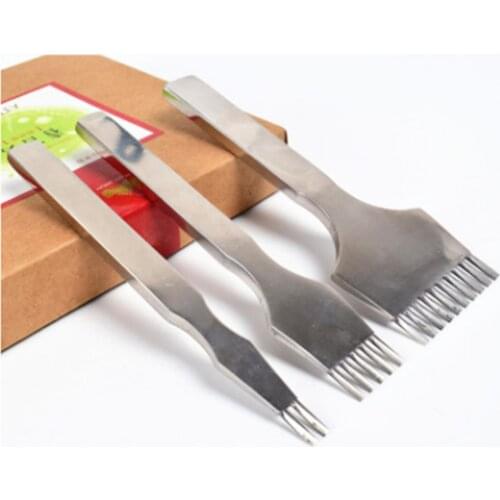 Spacing 3.38/3.85mm 2+5+10 Prong Set Hole Punche Stitch Leather French Type Mirror Finish DIY