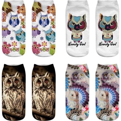 3D Printed Socks Owl Pattern Animal, Printed Woman and man Socks, Various Styles Optional