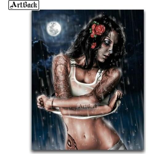 New 5D Diamond Painting Sexy Woman Night View Icon Full Square 3d Sticker Diamond Embroidered Home Decor Diamond Mosaic Artwork