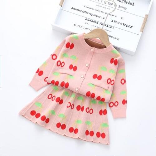 Toddler Girl Clothes Winter Knitted Sweater Cardigan and Skirt Children Clothes Set Christmas Thick Warm Clothing Set