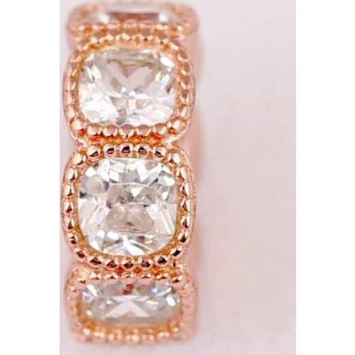 Original Rose Gold Alluring Cushion Spacer With Crystal Beads Fit 925 Sterling Silver Bead Charm Bracelet DIY Jewelry