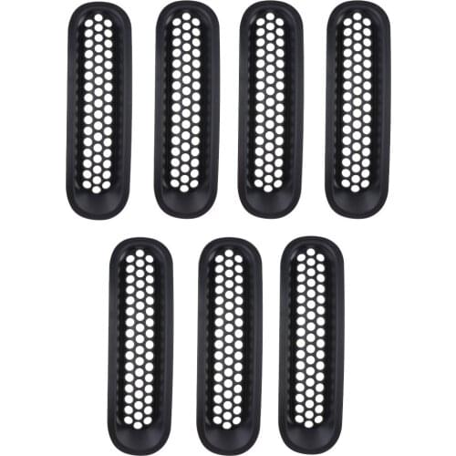 Front Grill Guard Black ABS Grille Insert Cover Trim for Jeep JK Wrangler&Wrangler 2007,2008,2009,2010,2011,2012,2013,2014,2015