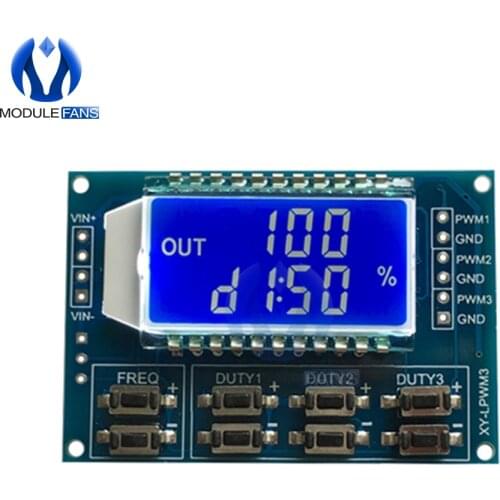 DC 3.3V-30V Frequency 1 Hz -150 KHz Duty Cycle 0 -100 Adjustable Meter PWM Signal Generator with LCD Display Meter 3 Channel