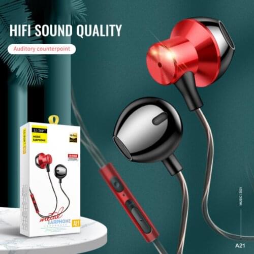 A21 3.5mm Wired Stereo Earphones Deep Bass Music Sports Headset Running Earphone Hands-free Call With Microphone
