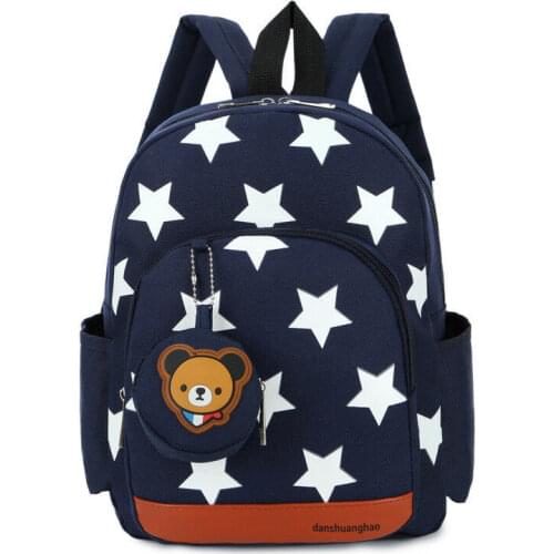 Hirigin 2020 Brand Cute Bear Kid Boys Girls Lunch Rucksack Travel School Book Bags Toddler Kids Star Pattern Zipper Backpack