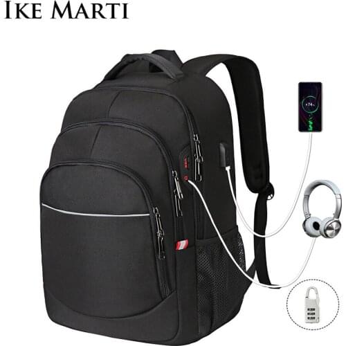 IKE MARTI Anti-theft Backpack Men Laptop Bag 15.6 Inch New Waterproof School Fashion Black Backpacks Usb Charging Male Mochila