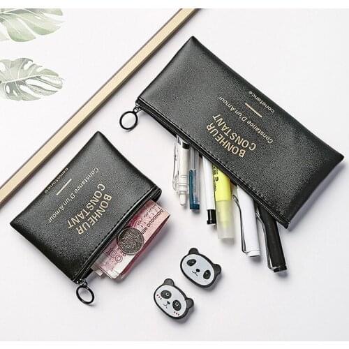 Nordic PU English Letter Cosmetic Bag Coin Purse Zipper Make up Storage Bags Hangbag Home Organizer Travel Tool For Jewelry