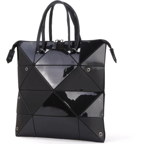 Lightweight Fashion Rhombic Women Bags Patent Leather Purse Geometric Changeable Portable Folding Shoulder Bags Handbags Tote