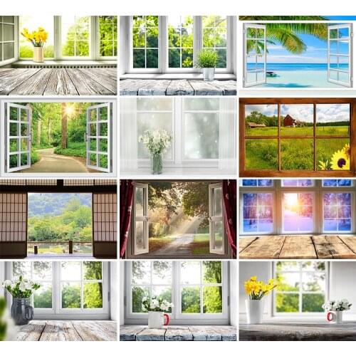 Avezano Backdrop Spring Window Sunshine Wooden Board Baby Vinyl Photography Backgrounds Photo Studio Photocall Photozone Decor
