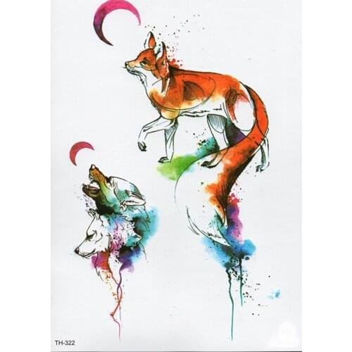 Waterproof Temporary Tattoo Sticker Samll Arm Sleeve Tattoo Hawk Fox Animal Full Flower Tatoo Body Art Tattoo