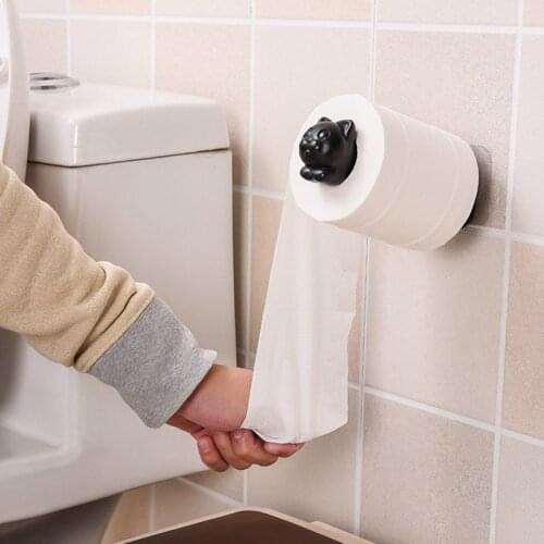 Creative Cat Retractable Tissue Holder Toilet Free Punching Tissue Towel Storage Rack Cute Pet Cartoon Retractable Toilet Paper