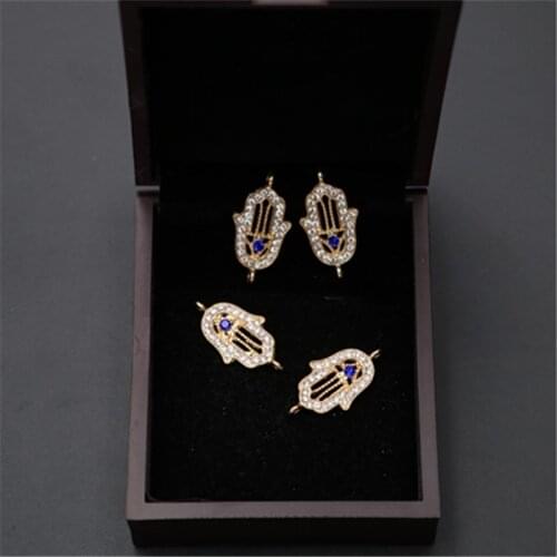 WKOUD 6pcs KC gold Gods hands Glamour Fashion Bracelet DIY Handmade rhinestones Metal Jewellery Alloy Connectors A934