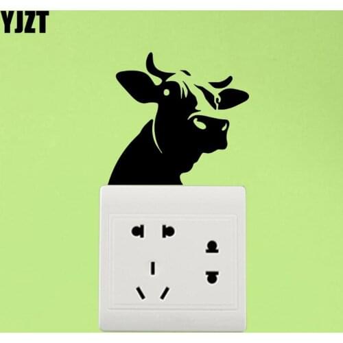 YJZT Cow Head Living Room Decor Switch Sticker Vinyl Wall Decal Art 17SS0218