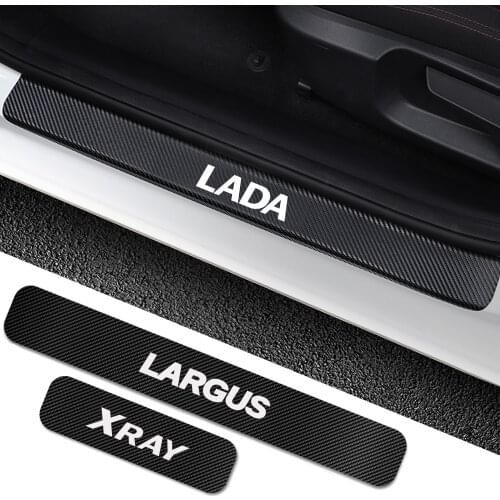 For Lada Xray Largus Nivr Auto Door Threshold Carbon Fiber Protector Car Door Sill Stickers Styling Car Tuning Accessories