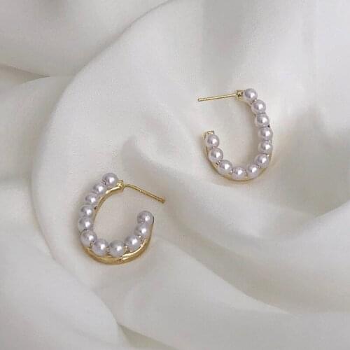 Pearl earrings female temperament U-ear nut display face thin earrings fashion personal earrings ear clips goth earrings