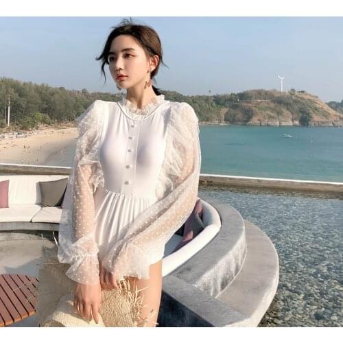 Women Swimwear And Beachwear Swimsuit For Surf Sexy One Piece Push Pup 2021 Female Korea Ins Lace Hot Print Polyester Sierra