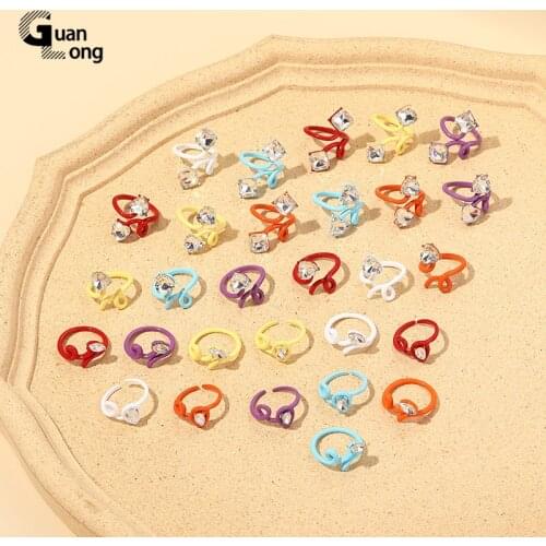 GuanLong European Punk Exaggerated Snake Rings Women Fashion Personality Stereoscopic Open Adjustable Crystal Ring Color Jewelry