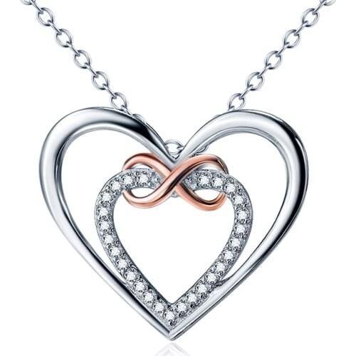 Sinya 925 Sterling Silver Jewelry CZ kolye Accent Heart Infinity Love Gift for women Choker Pendant Necklace